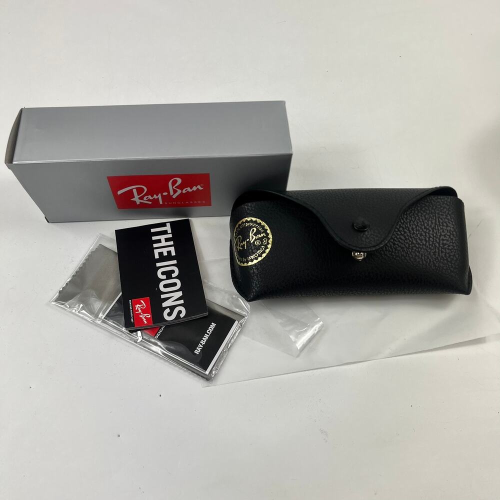 Ray Ban Sunglasses Case Black Pebbled Snap Closure Box Cloth Booklet Authentic
